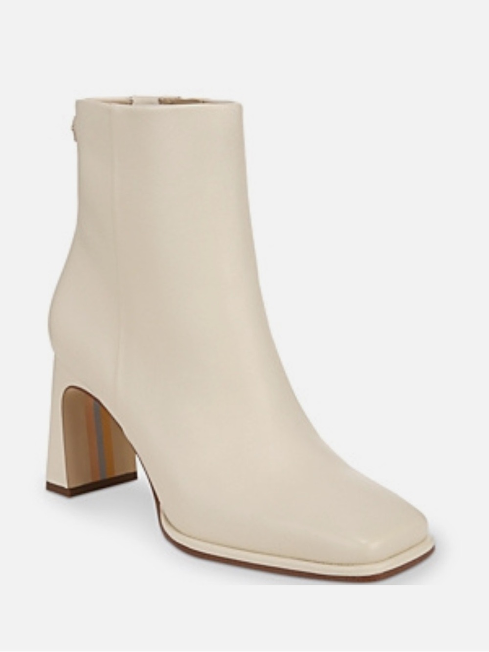 NEW SAM EDELMAN IRIE SQUARE TOE ANKLE BOOTIES IVORY LEATHER 8.5 - Picture 1 of 7
